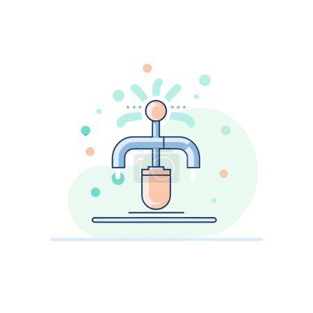 Illustration for A faucet with water coming out of it - Royalty Free Image