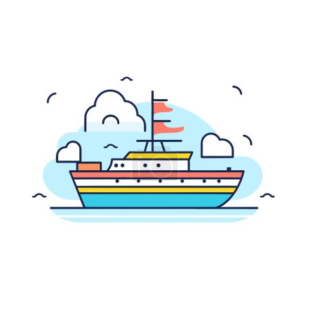 Illustration for A cruise ship floating in the ocean - Royalty Free Image