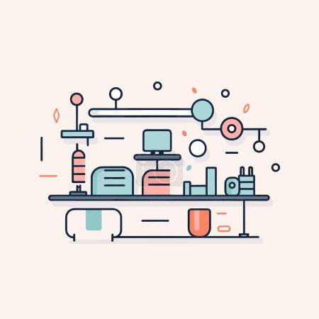 Illustration for A shelf with a lot of items on it - Royalty Free Image