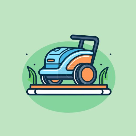 Illustration for A lawn mower sitting on top of a table - Royalty Free Image
