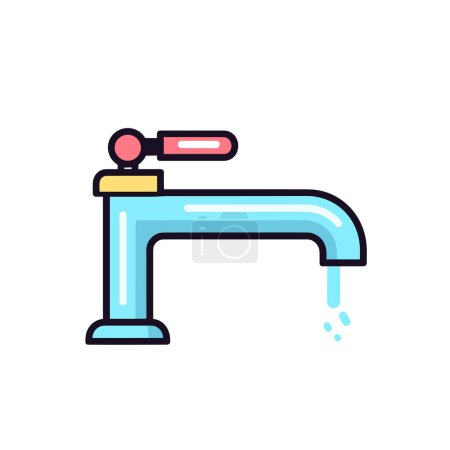 Illustration for A faucet with water running out of it - Royalty Free Image