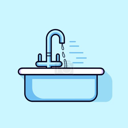 Illustration for A sink with a faucet and water coming out of it - Royalty Free Image