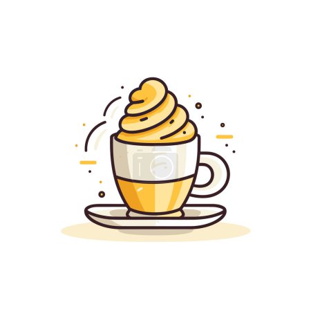 Ilustración de Una taza de café con crema batida encima - Imagen libre de derechos