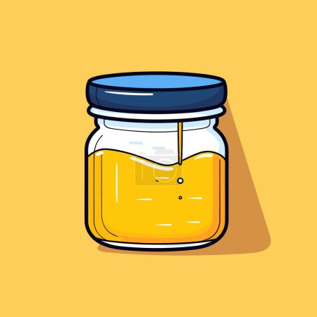 Illustration for A jar of honey on a yellow background - Royalty Free Image