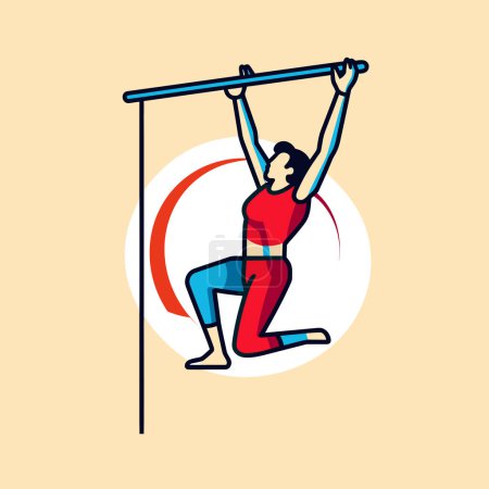 Illustration for A man doing a pull up on a bar - Royalty Free Image