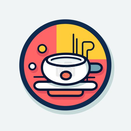 Illustration for A bowl of soup on a plate with a spoon - Royalty Free Image