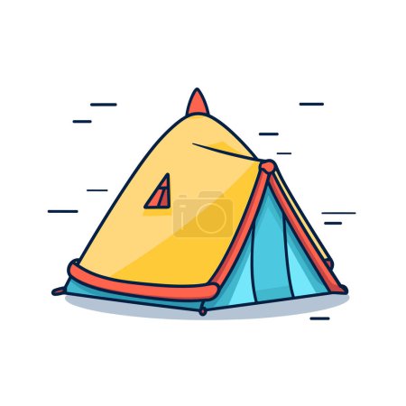 Illustration for A yellow and blue tent with the number four on it - Royalty Free Image
