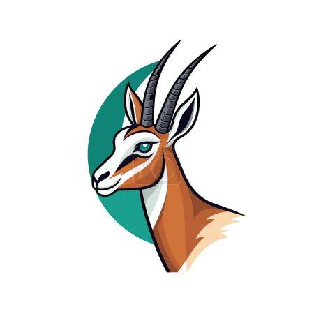Illustration for The head of an antelope with long horns - Royalty Free Image