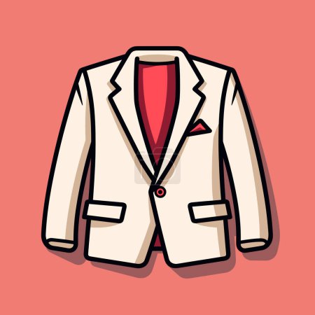 Illustration for A white jacket with a red tie on a pink background - Royalty Free Image