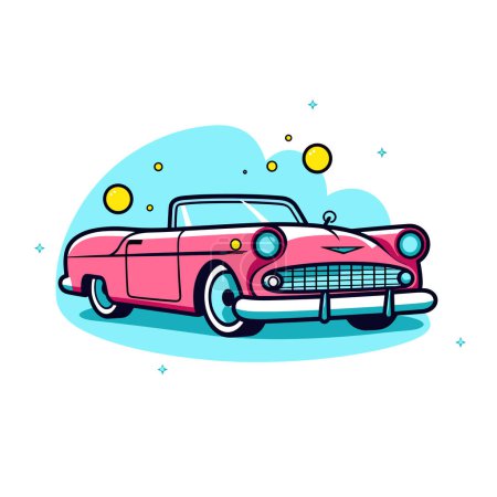 Ilustración de Un coche rosa con burbujas flotando a su alrededor - Imagen libre de derechos