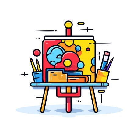 Illustration for An easel with art supplies on it - Royalty Free Image