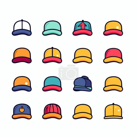 Ilustración de Un montón de sombreros que están sobre un fondo blanco - Imagen libre de derechos