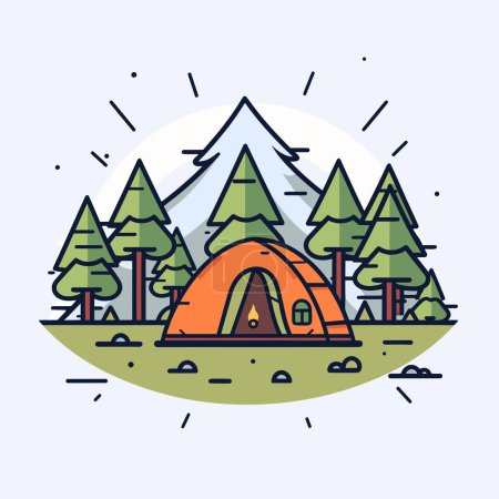 Illustration for A tent in the middle of a forest - Royalty Free Image