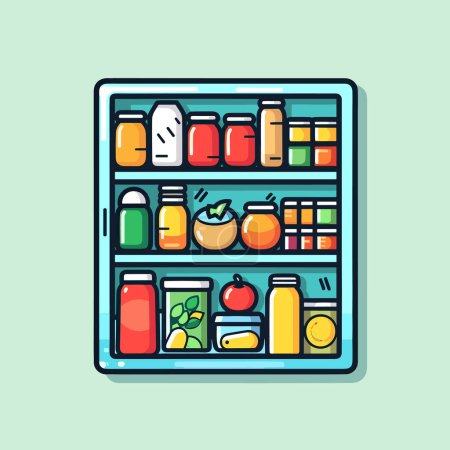 Illustration for A refrigerator filled with lots of different types of food - Royalty Free Image