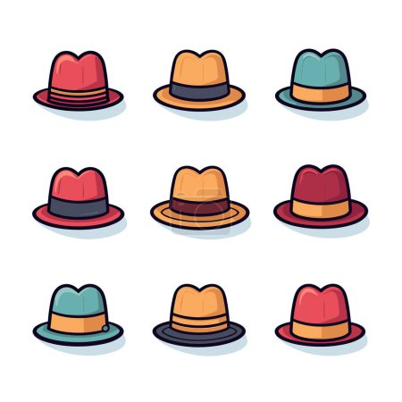 Illustration for A bunch of hats that are on a white surface - Royalty Free Image
