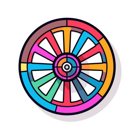 Téléchargez les illustrations : Une roue colorée de fortune sur fond blanc - en licence libre de droit