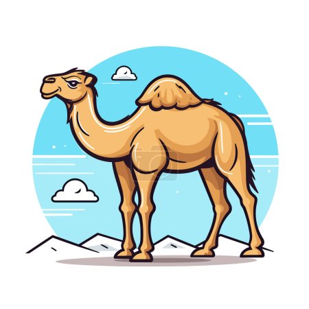 Illustration for A camel standing on top of a mountain - Royalty Free Image