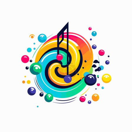 Ilustración de Una nota musical con burbujas de colores a su alrededor - Imagen libre de derechos
