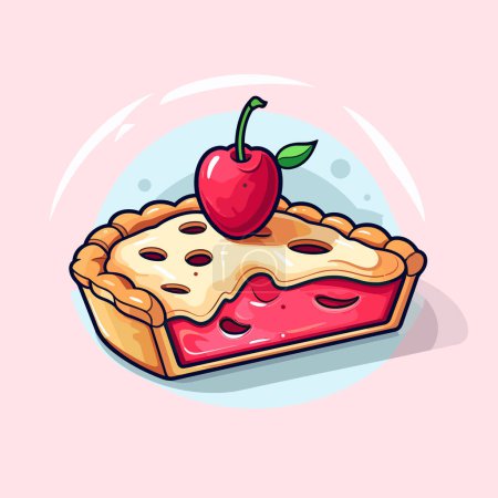Ilustración de Un trozo de pastel con una cereza en la parte superior - Imagen libre de derechos