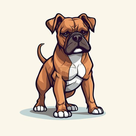 Illustration for A brown and white dog standing on top of a white floor - Royalty Free Image