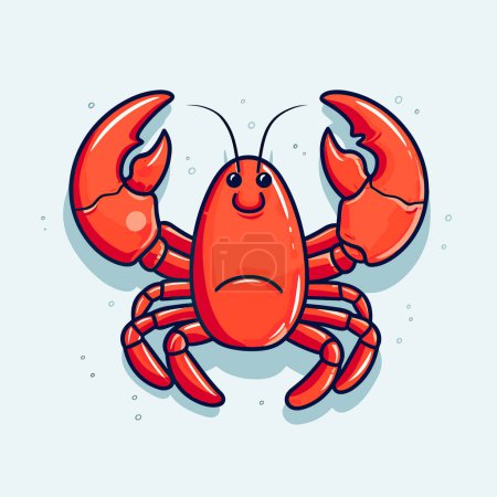 Téléchargez les illustrations : Un crabe dessin animé au visage triste - en licence libre de droit