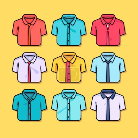 Téléchargez les illustrations : Un tas de chemises et cravates de différentes couleurs - en licence libre de droit