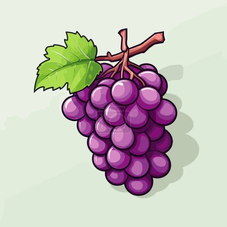 Téléchargez les illustrations : Un bouquet de raisins avec une feuille verte - en licence libre de droit