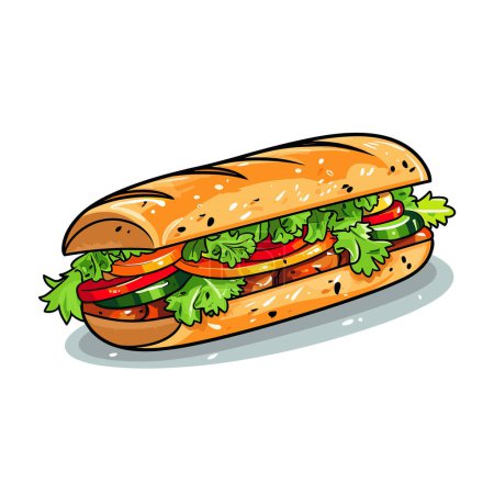 Ilustración de Un sándwich con lechuga y tomates - Imagen libre de derechos