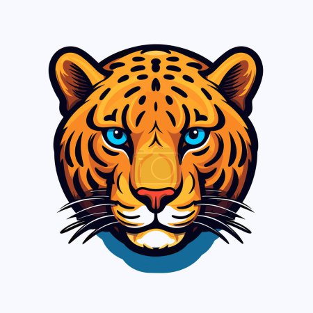 Illustration for A tigers face with blue eyes - Royalty Free Image