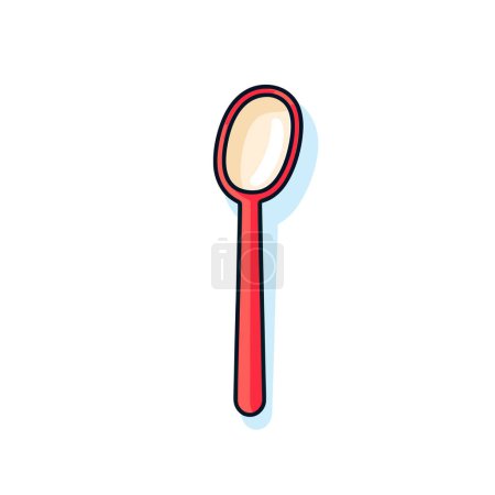 Téléchargez les illustrations : Une brosse à dents rouge avec une longue poignée sur fond blanc - en licence libre de droit