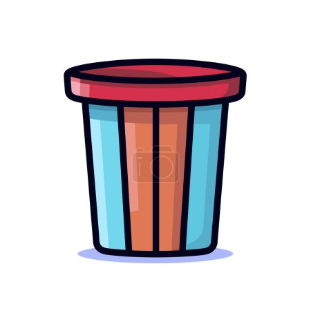 Ilustración de Un cubo de basura colorido con una tapa roja - Imagen libre de derechos