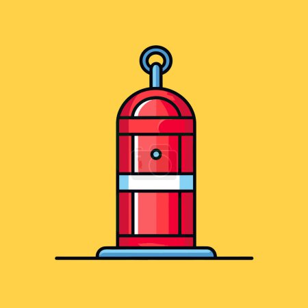 Illustration for A red fire hydrant on a yellow background - Royalty Free Image