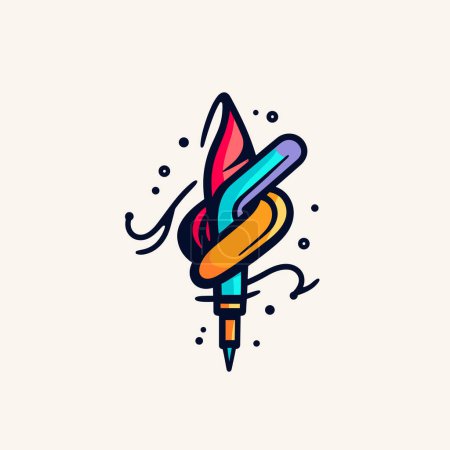 Téléchargez les illustrations : Dessin d'un objet coloré avec un stylo - en licence libre de droit