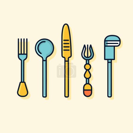 Illustration for A line of different types of utensils - Royalty Free Image