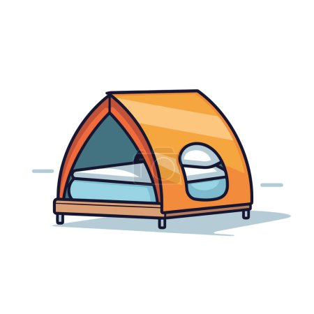 Illustration for A tent with a bed inside of it - Royalty Free Image