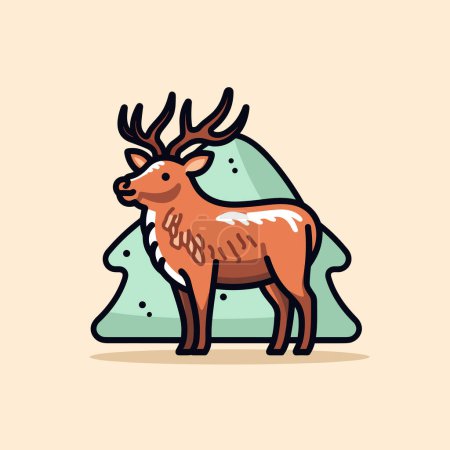 Illustration for A deer standing in front of a tree - Royalty Free Image