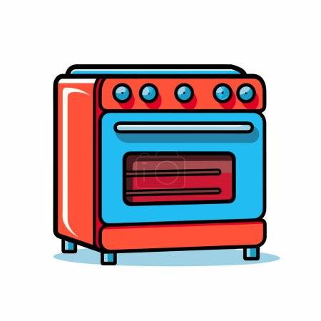 Illustration for A red and blue stove with four burners - Royalty Free Image