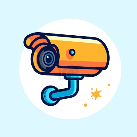 Illustration for A camera that is on top of a wall - Royalty Free Image