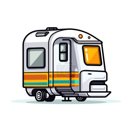 Illustration for A small camper is parked on the ground - Royalty Free Image