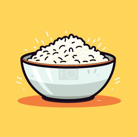 Ilustración de Un tazón de arroz sobre un fondo amarillo - Imagen libre de derechos