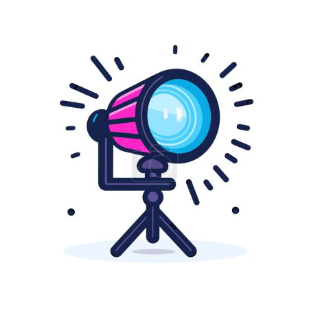 Illustration for A pink and blue spotlight light on a tripod - Royalty Free Image