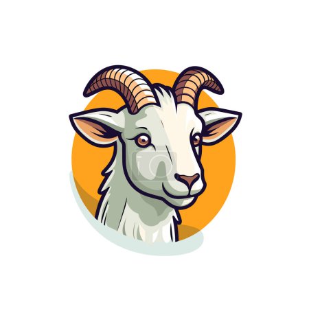 Téléchargez les illustrations : Une tête de chèvre est représentée en cercle - en licence libre de droit