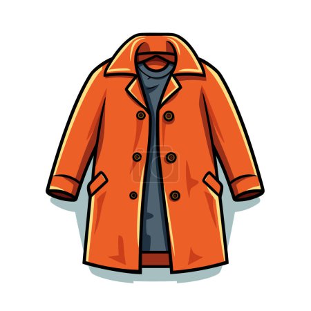 Illustration for An orange coat with a black tie on a white background - Royalty Free Image
