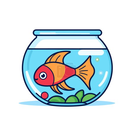 Téléchargez les illustrations : Un poisson rouge dans un bol d'eau - en licence libre de droit