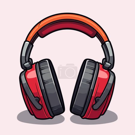 Téléchargez les illustrations : Une paire d'écouteurs rouges sur fond blanc - en licence libre de droit