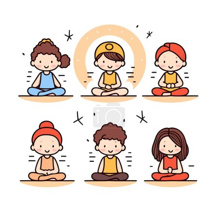 Illustration for A group of kids sitting in different positions - Royalty Free Image