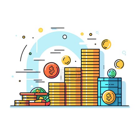 Illustration for A stack of gold coins and a stack of coins - Royalty Free Image