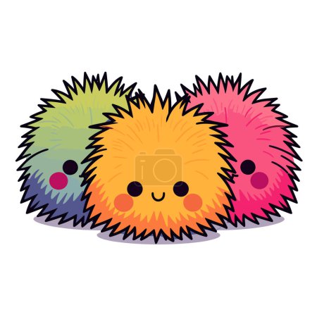 Illustration for A couple of small colorful hedgehogs laying next to each other - Royalty Free Image
