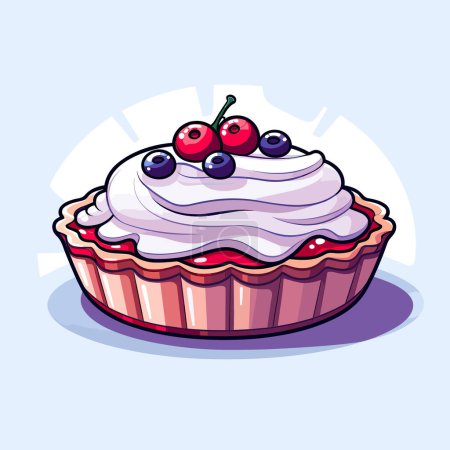 Ilustración de Un cupcake con crema batida y cerezas en la parte superior - Imagen libre de derechos