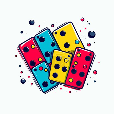 Illustration for A pile of colorful dominos sitting on top of each other - Royalty Free Image